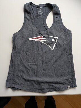 47 Women’s Charcoal Gray Patriots Racerback Tank with Logo